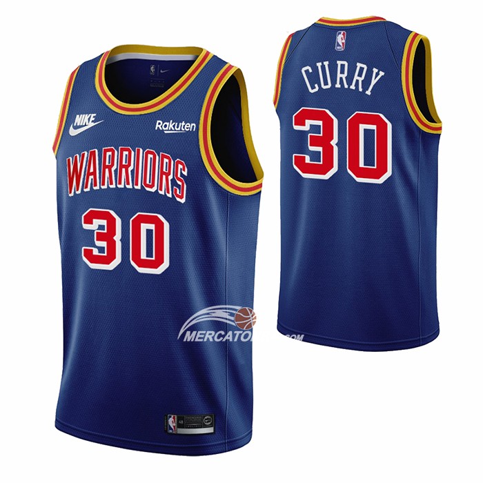 Maglia Golden State Warriors Stephen Curry NO 30 75th Anniversary Blu